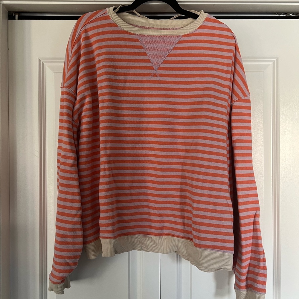 Free People Oversized Striped Sweatshirt
